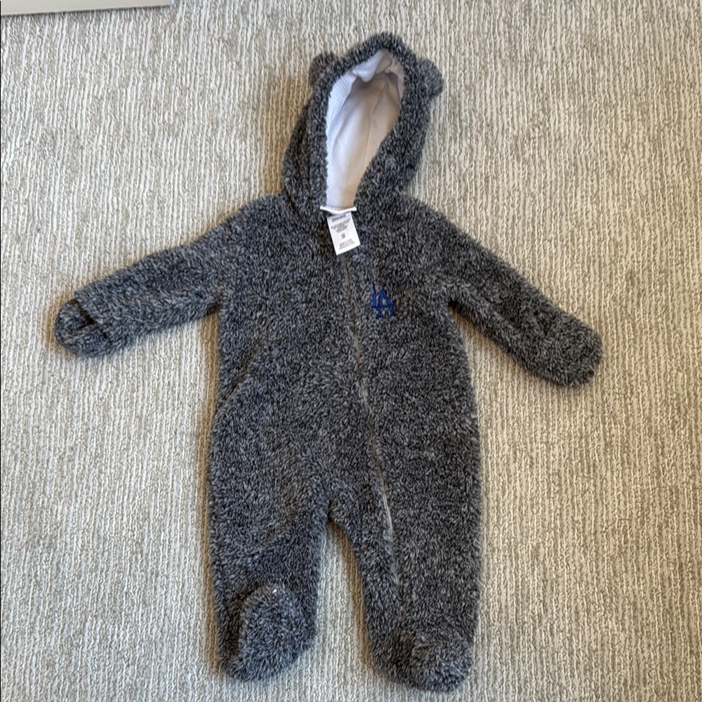 3-6 month LA Dodgers footed fleece (runs very large)